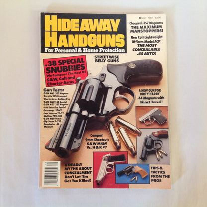 Vintage 1987 Hideaway Handguns For Personal & Home Protection Magazine