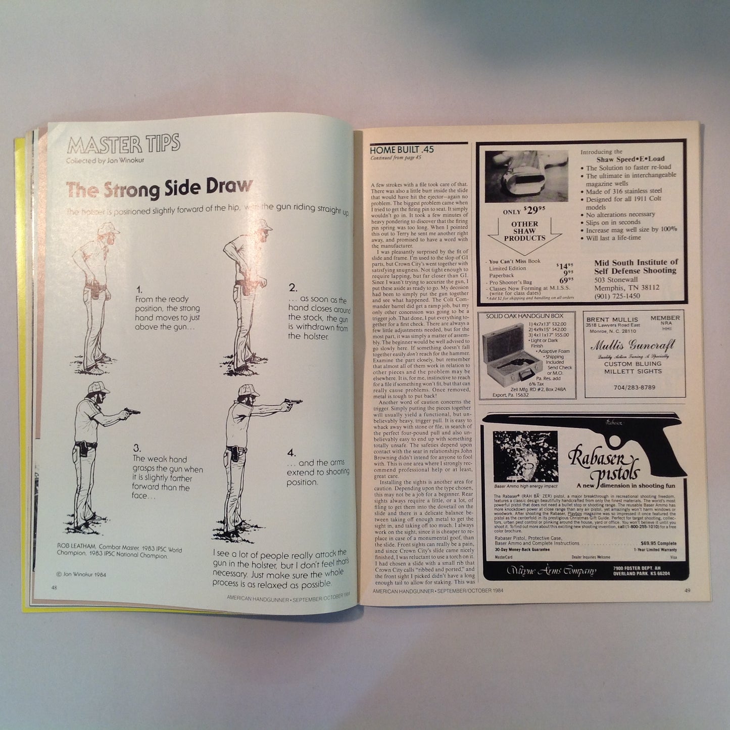 Vintage Sep/Oct 1984 American Handgunner Magazine Nick Pruitt Wins Steel Challenge 1984 Comp Guns Gammon .38 Super Danish Precision: Enter the Agner