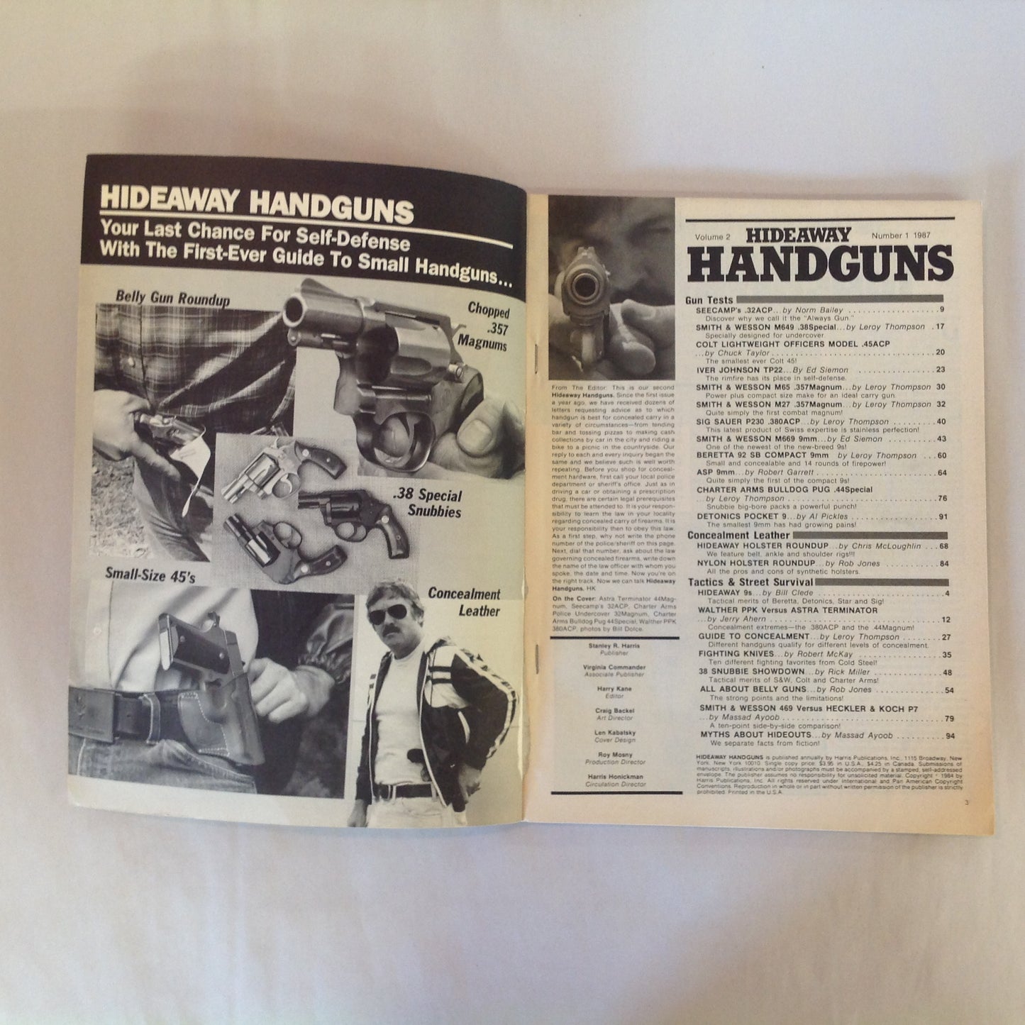 Vintage 1987 Hideaway Handguns For Personal & Home Protection Magazine