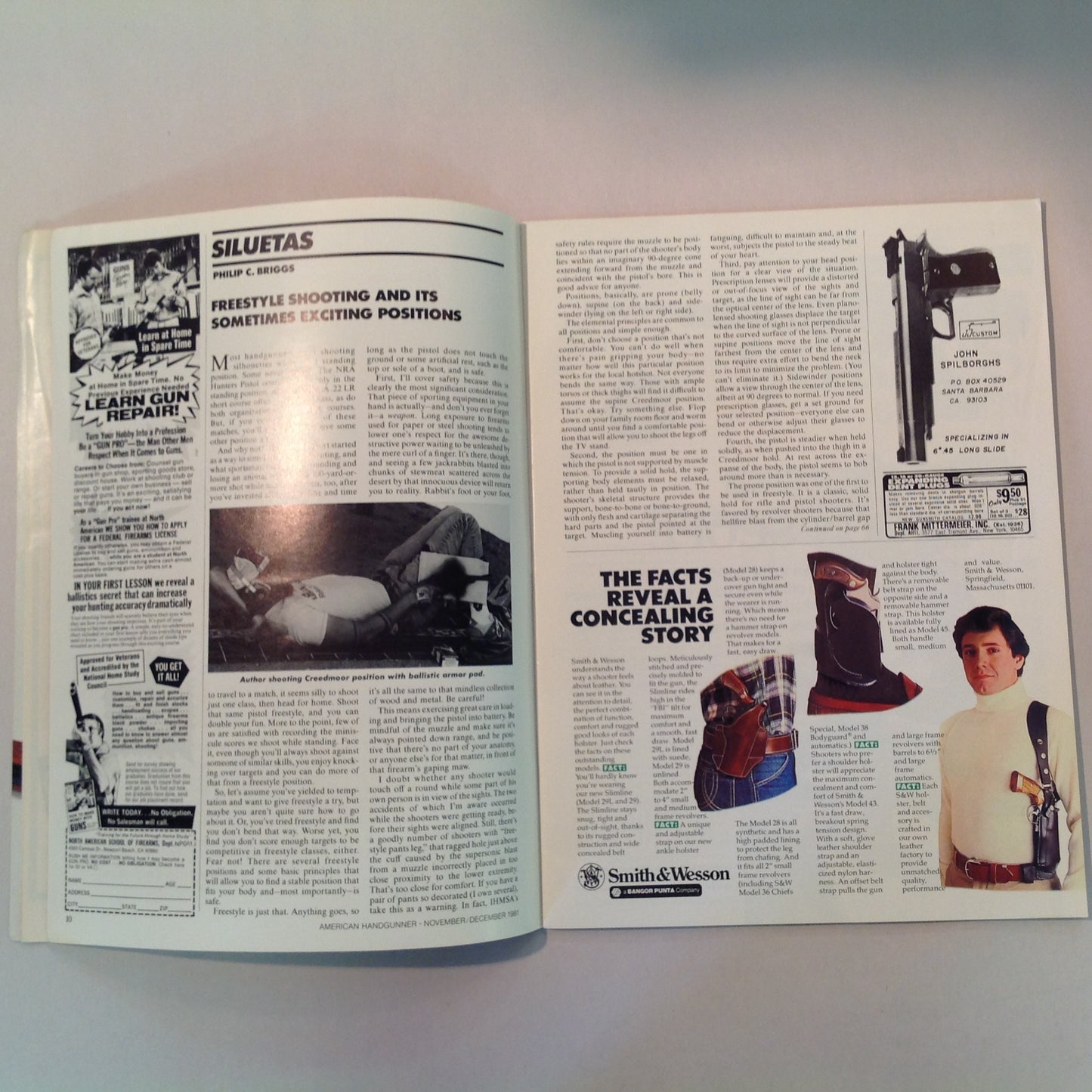 Vintage Nov/Dec 1981 American Handgunner Magazine Weaver Handgun Scope Secret French Handgun Ammo Bianchi Cup Beretta Jetfire