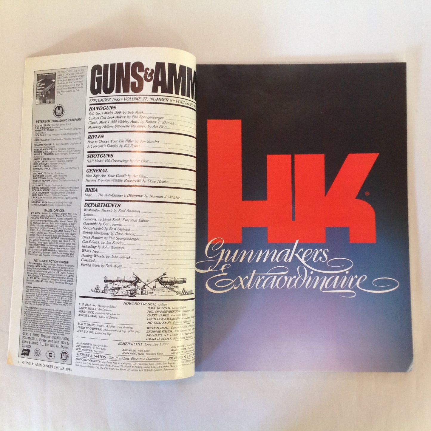 Vintage Sep 1983 Guns & Ammo Magazine Colt's New Gov't Model .380 ACP