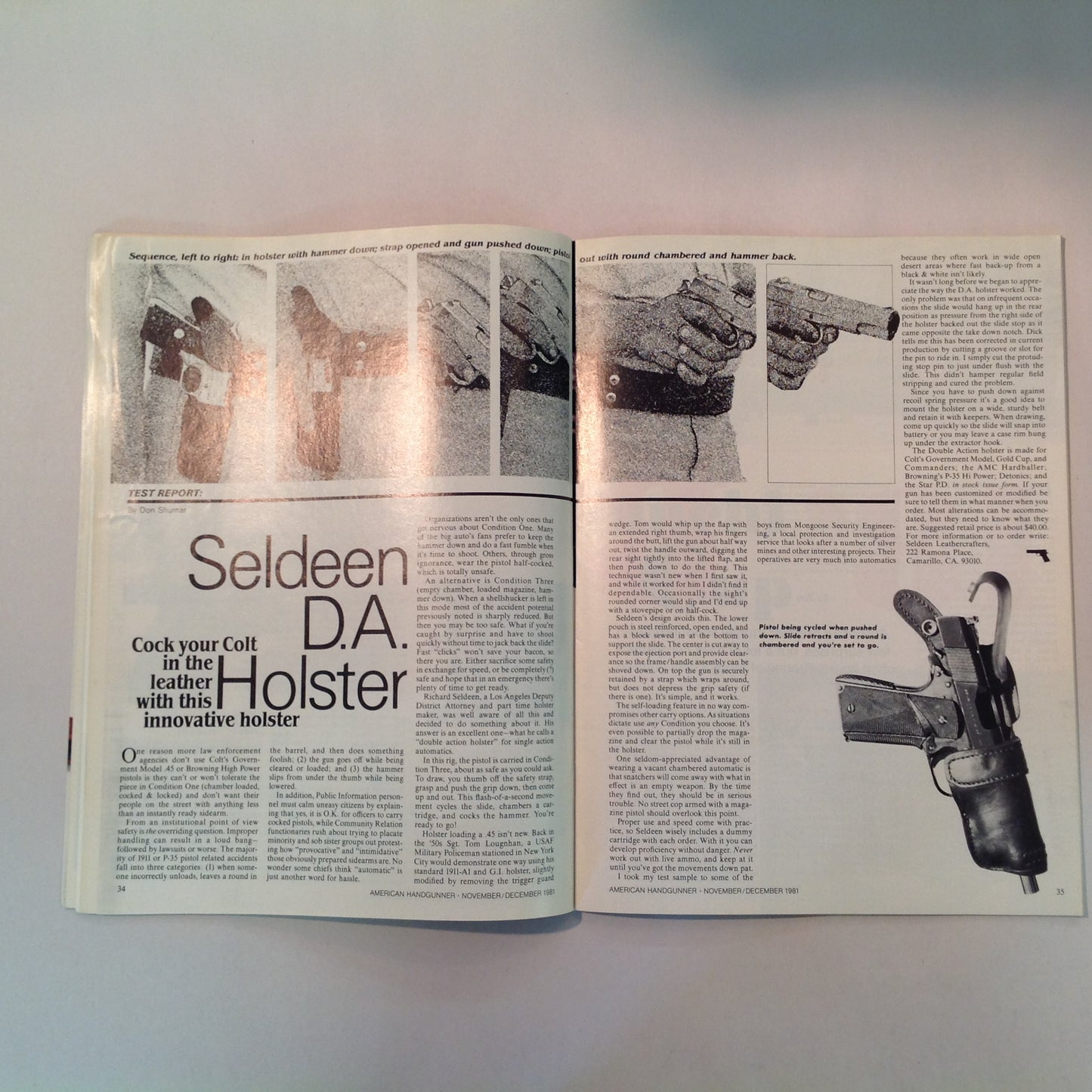 Vintage Nov/Dec 1981 American Handgunner Magazine Weaver Handgun Scope Secret French Handgun Ammo Bianchi Cup Beretta Jetfire