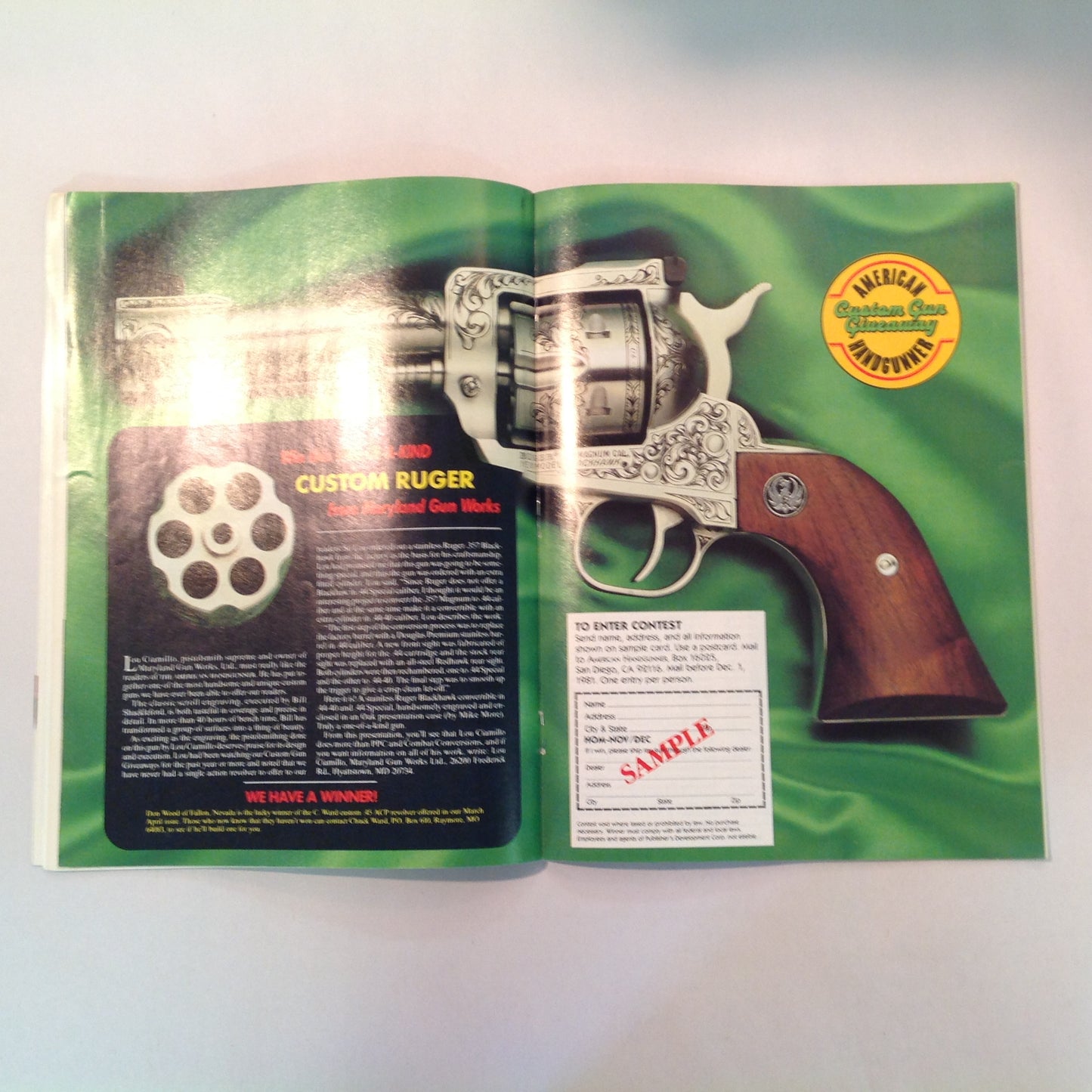 Vintage Nov/Dec 1981 American Handgunner Magazine Weaver Handgun Scope Secret French Handgun Ammo Bianchi Cup Beretta Jetfire