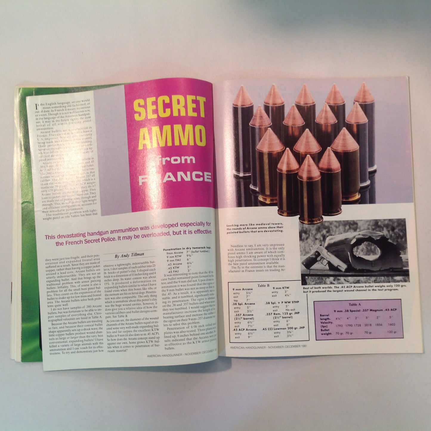 Vintage Nov/Dec 1981 American Handgunner Magazine Weaver Handgun Scope Secret French Handgun Ammo Bianchi Cup Beretta Jetfire