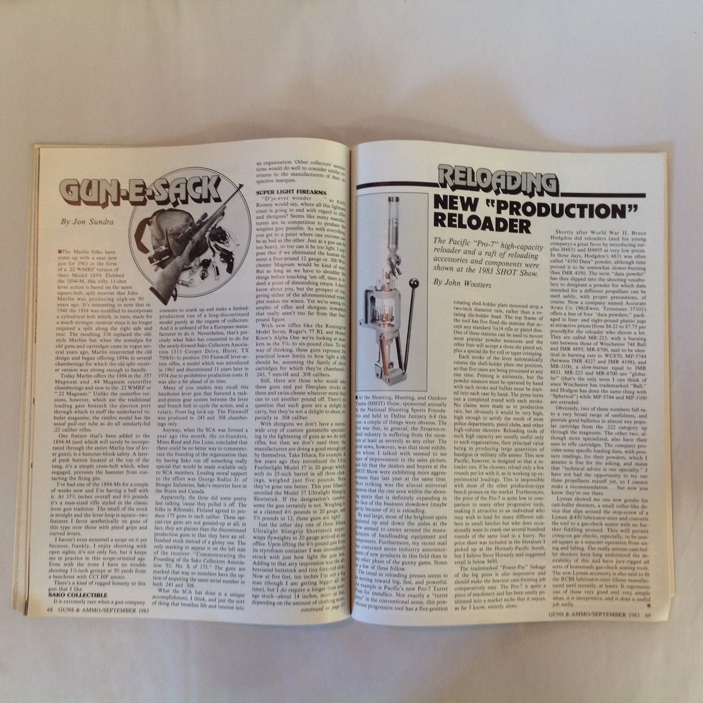 Vintage Sep 1983 Guns & Ammo Magazine Colt's New Gov't Model .380 ACP