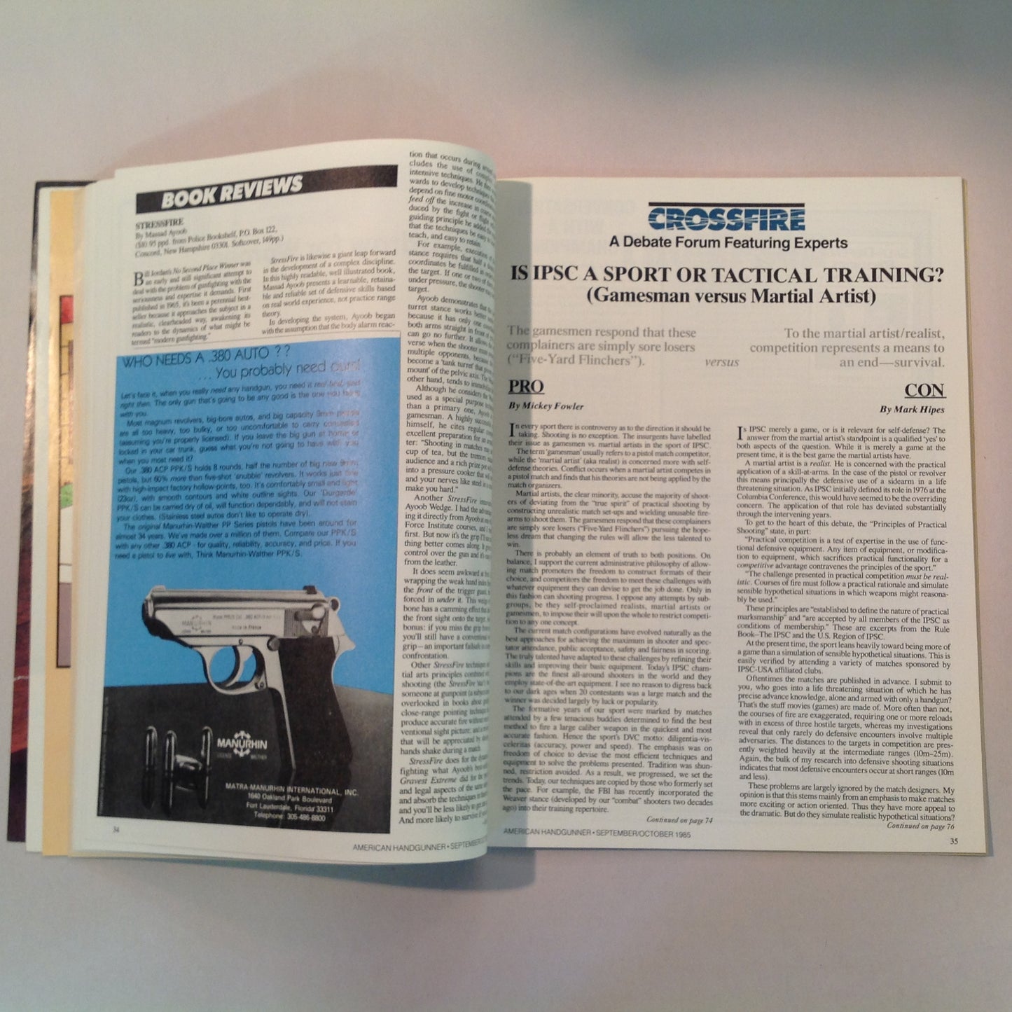 Vintage Sep/Oct 1985 American Handgunner Magazine Steel Challenge Profile Jo Anne Hall Detonics Pocket Nine Davis Windmaster