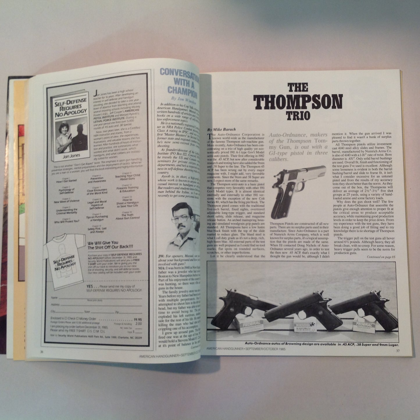 Vintage Sep/Oct 1985 American Handgunner Magazine Steel Challenge Profile Jo Anne Hall Detonics Pocket Nine Davis Windmaster