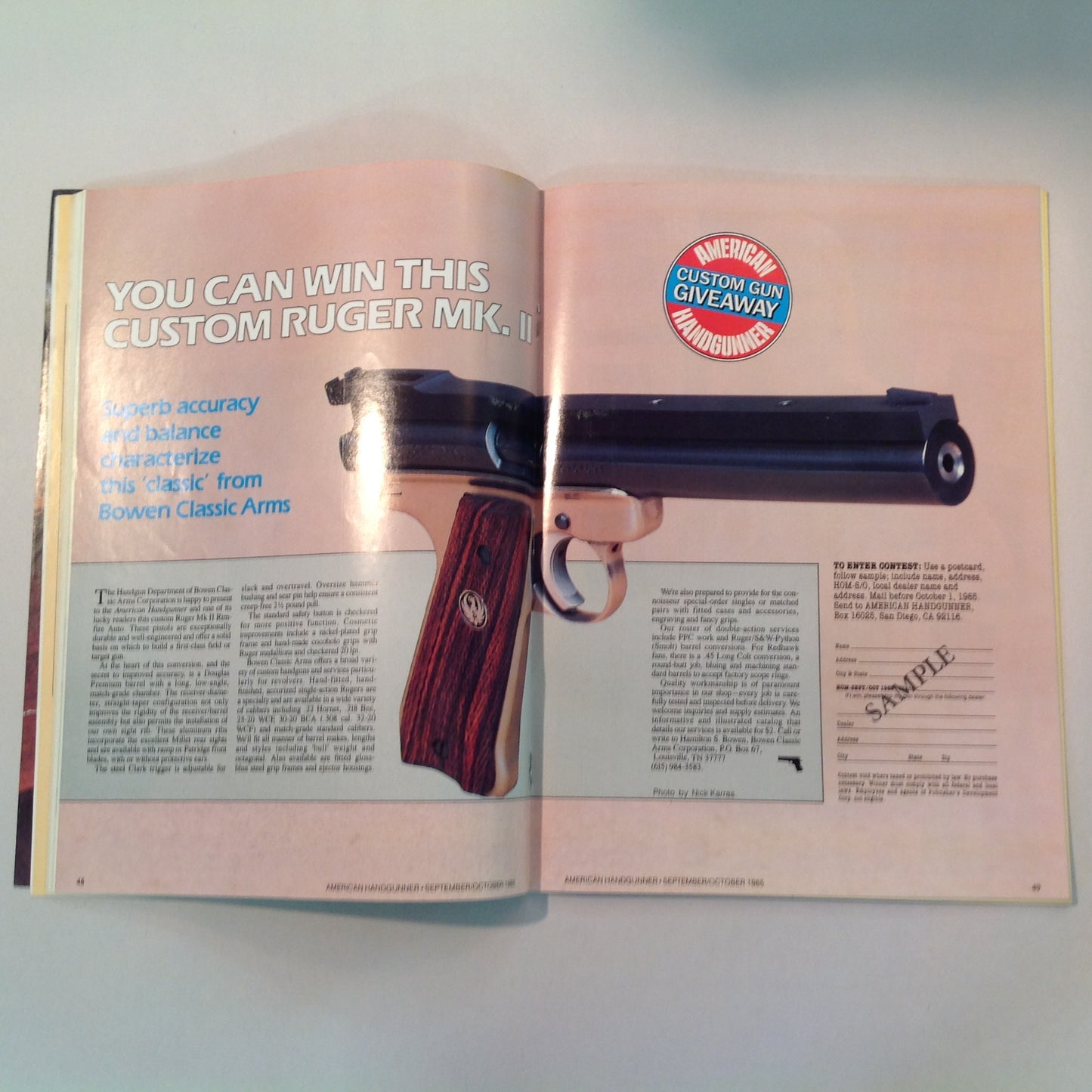 Vintage Sep/Oct 1985 American Handgunner Magazine Steel Challenge Profile Jo Anne Hall Detonics Pocket Nine Davis Windmaster