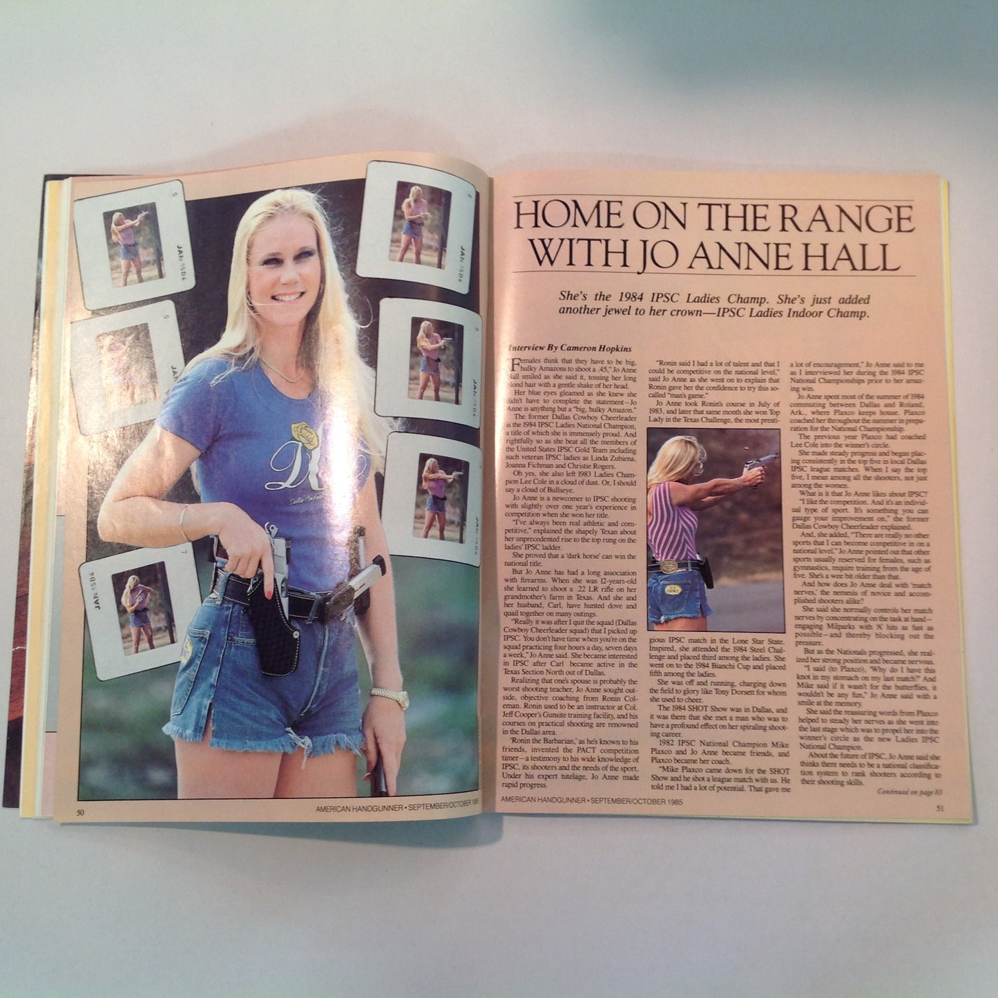 Vintage Sep/Oct 1985 American Handgunner Magazine Steel Challenge Profile Jo Anne Hall Detonics Pocket Nine Davis Windmaster