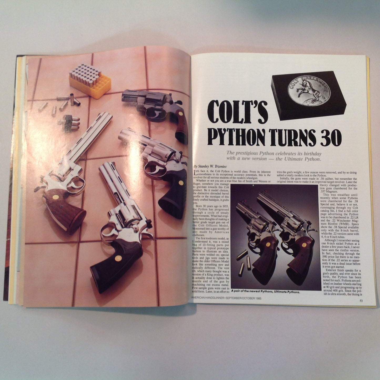 Vintage Sep/Oct 1985 American Handgunner Magazine Steel Challenge Profile Jo Anne Hall Detonics Pocket Nine Davis Windmaster