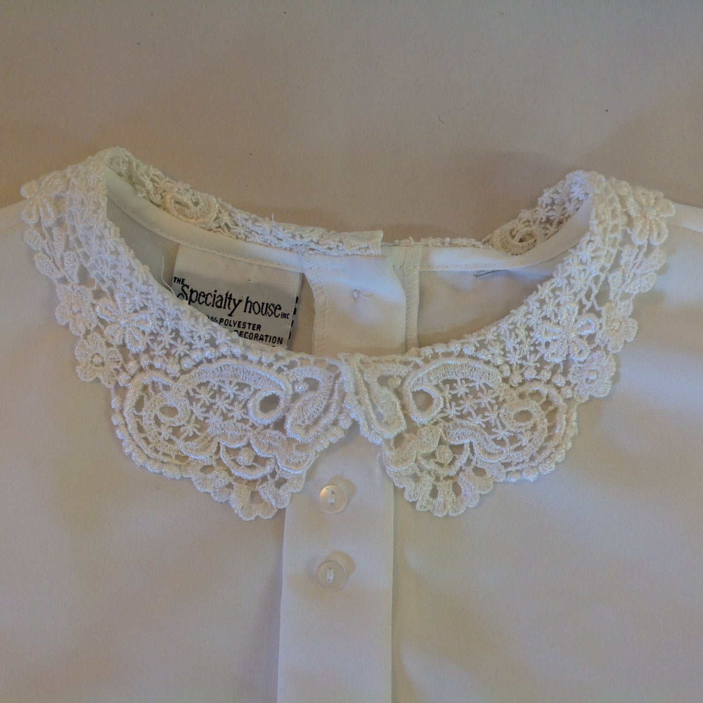 Vintage 1970's Specialty House Dickey Polyester Lace Collar Button-Up