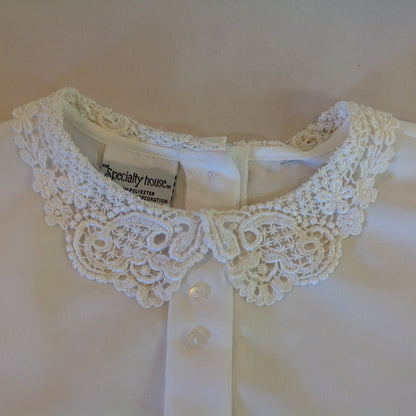 Vintage 1970's Specialty House Dickey Polyester Lace Collar Button-Up