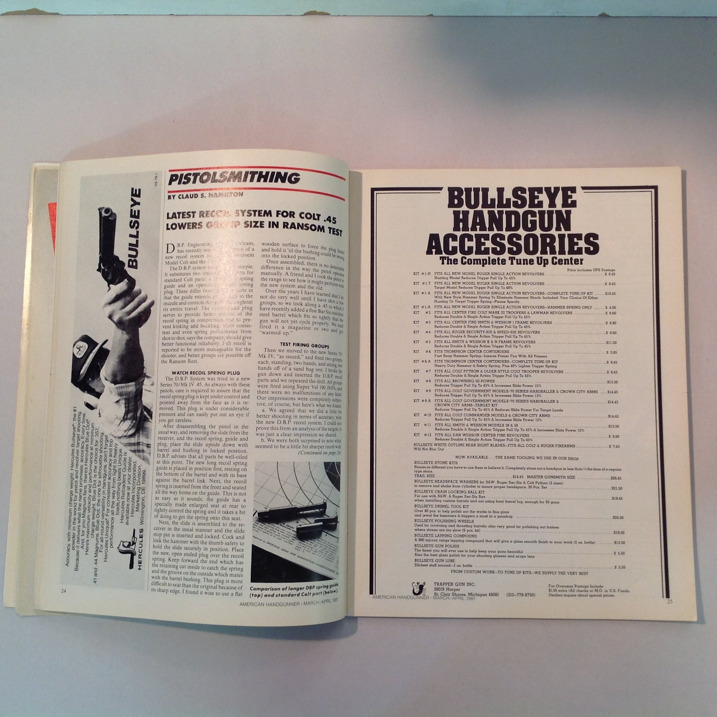 Vintage Mar/Apr 1981 American Handgunner Magazine Handloading Section Gold Medal Pistols Rolling Block Silhouette NRA Scoped Pistol