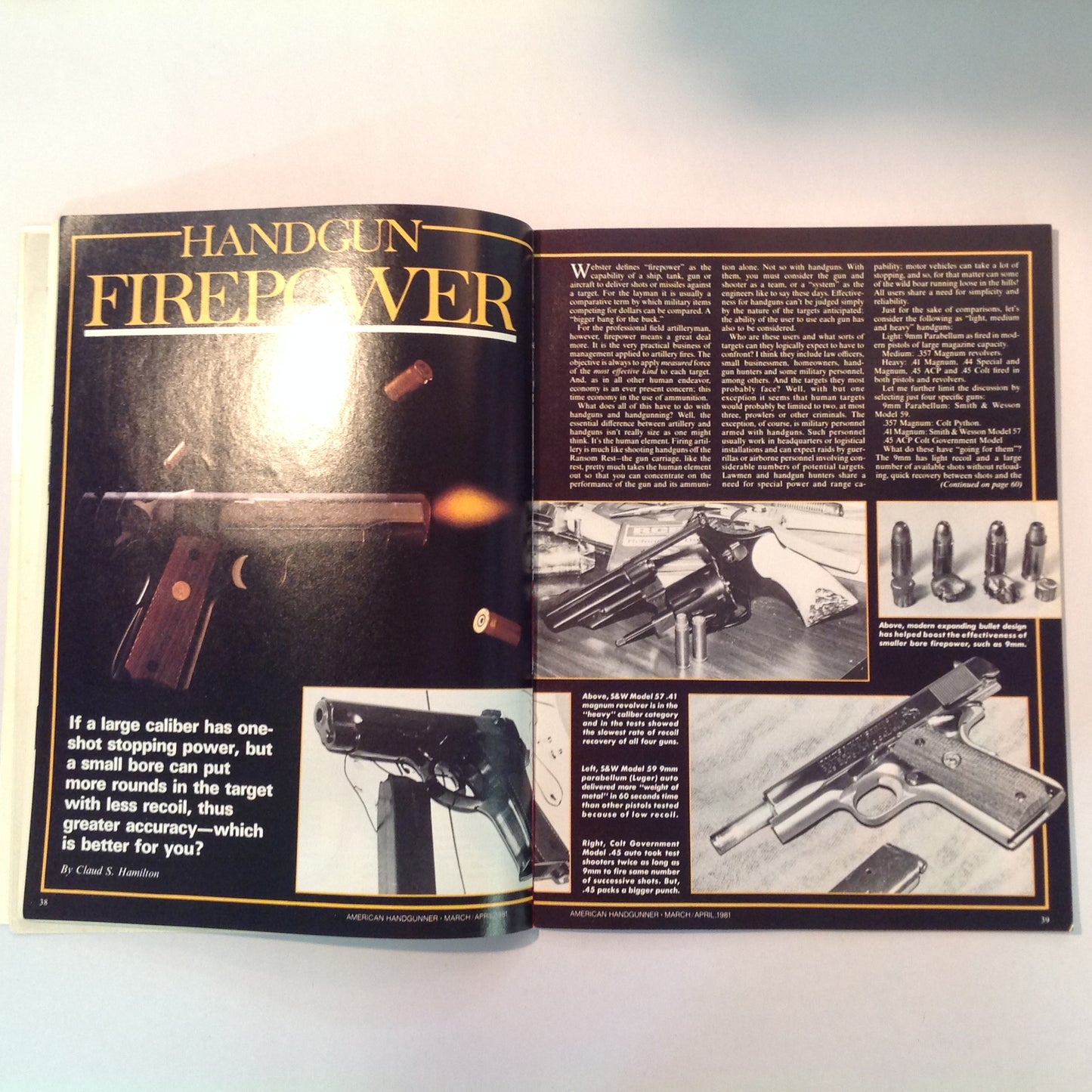 Vintage Mar/Apr 1981 American Handgunner Magazine Handloading Section Gold Medal Pistols Rolling Block Silhouette NRA Scoped Pistol