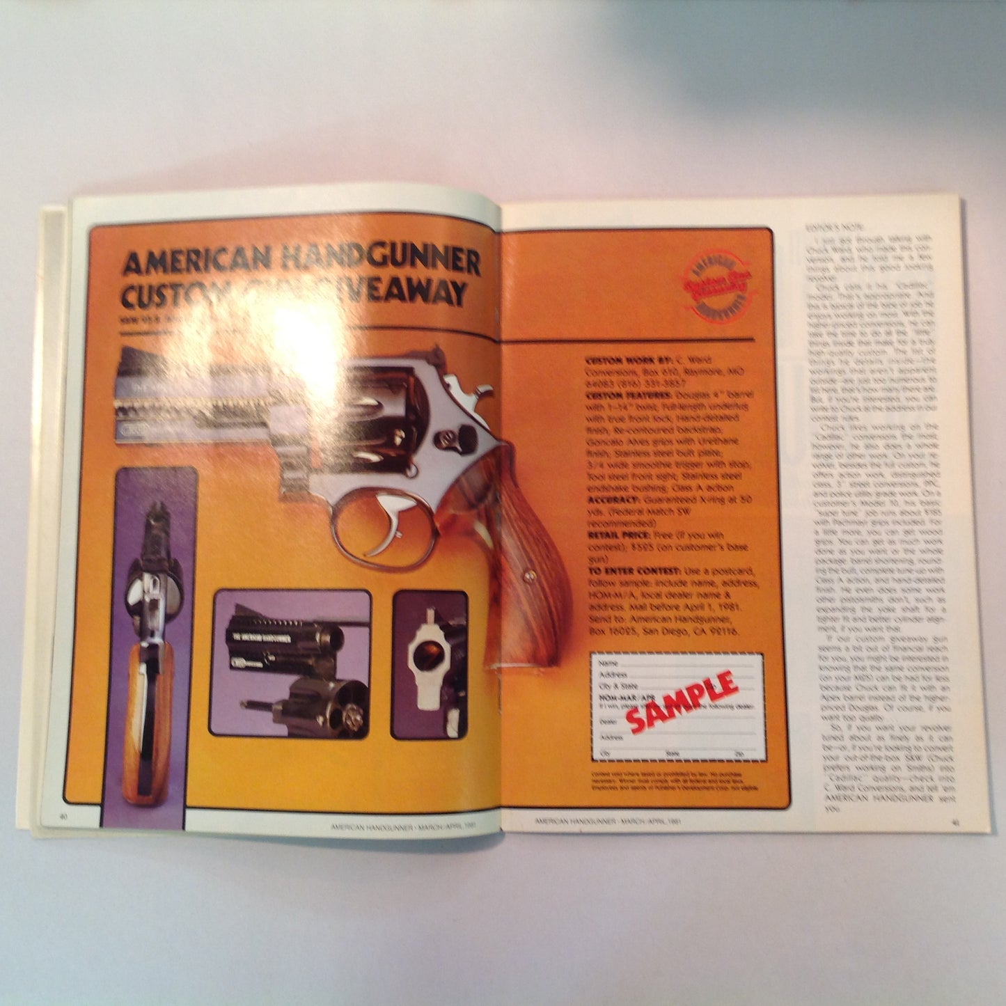 Vintage Mar/Apr 1981 American Handgunner Magazine Handloading Section Gold Medal Pistols Rolling Block Silhouette NRA Scoped Pistol
