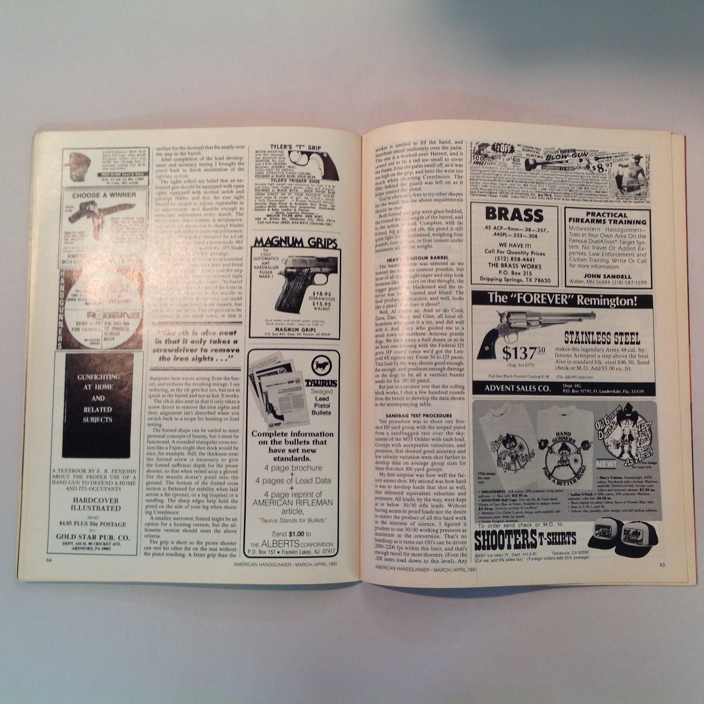 Vintage Mar/Apr 1981 American Handgunner Magazine Handloading Section Gold Medal Pistols Rolling Block Silhouette NRA Scoped Pistol