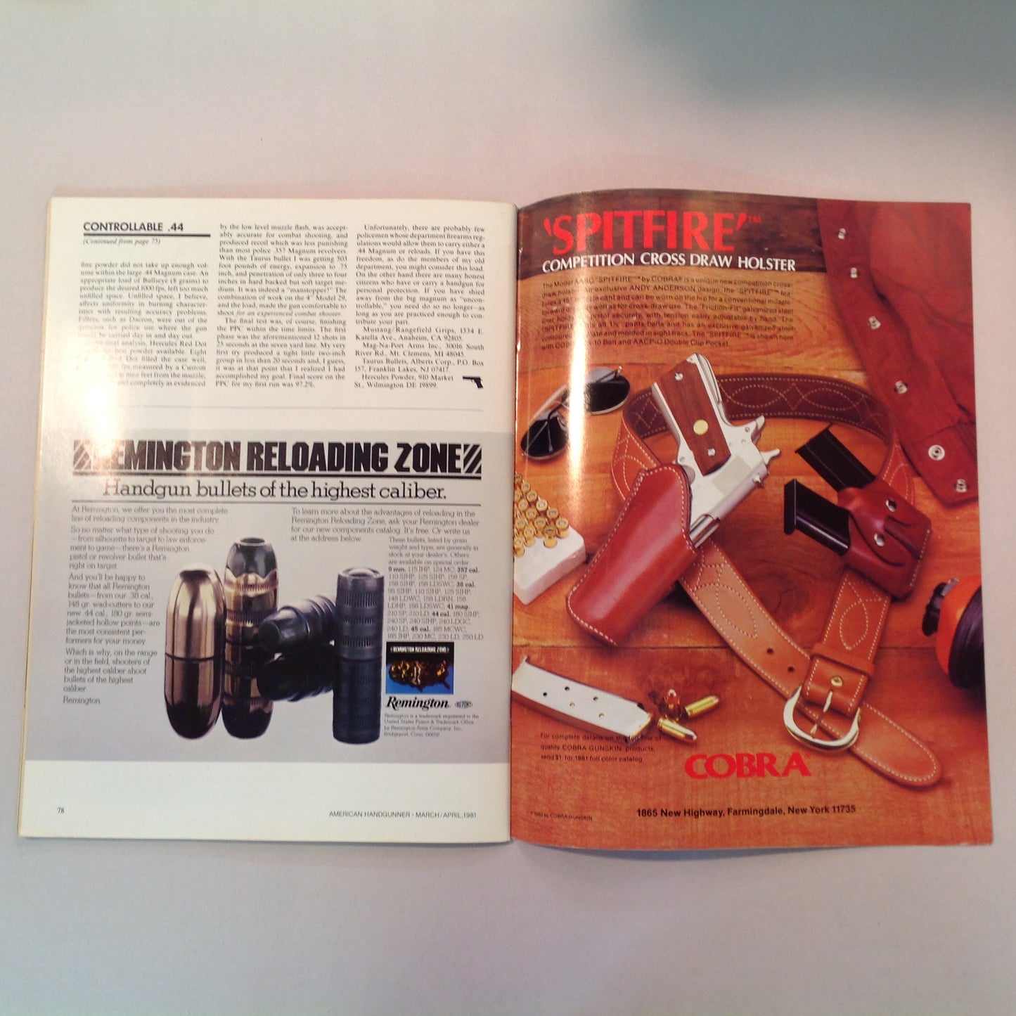 Vintage Mar/Apr 1981 American Handgunner Magazine Handloading Section Gold Medal Pistols Rolling Block Silhouette NRA Scoped Pistol