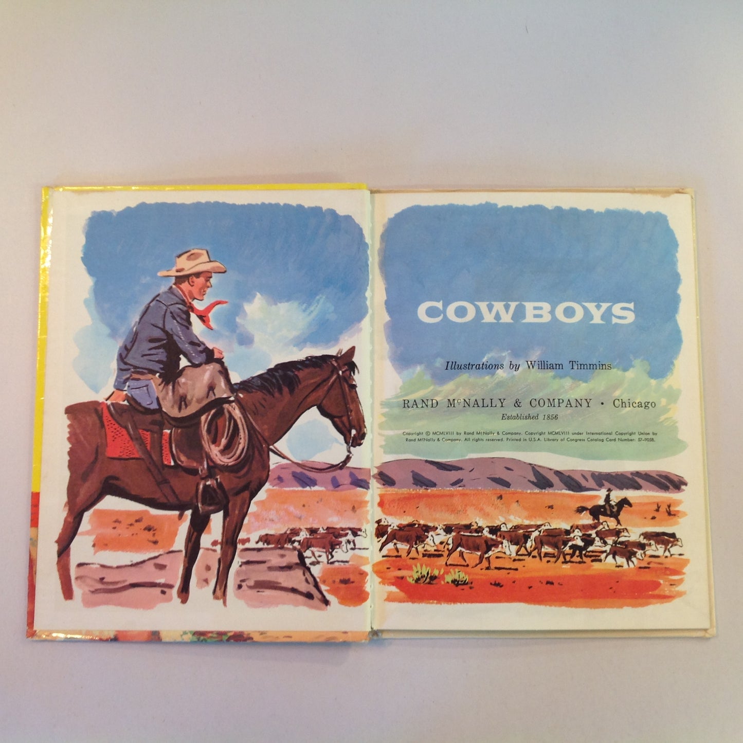 Vintage 1963 Children's Hardcover Cowboys Rand McNally Tip-Top Elf Book