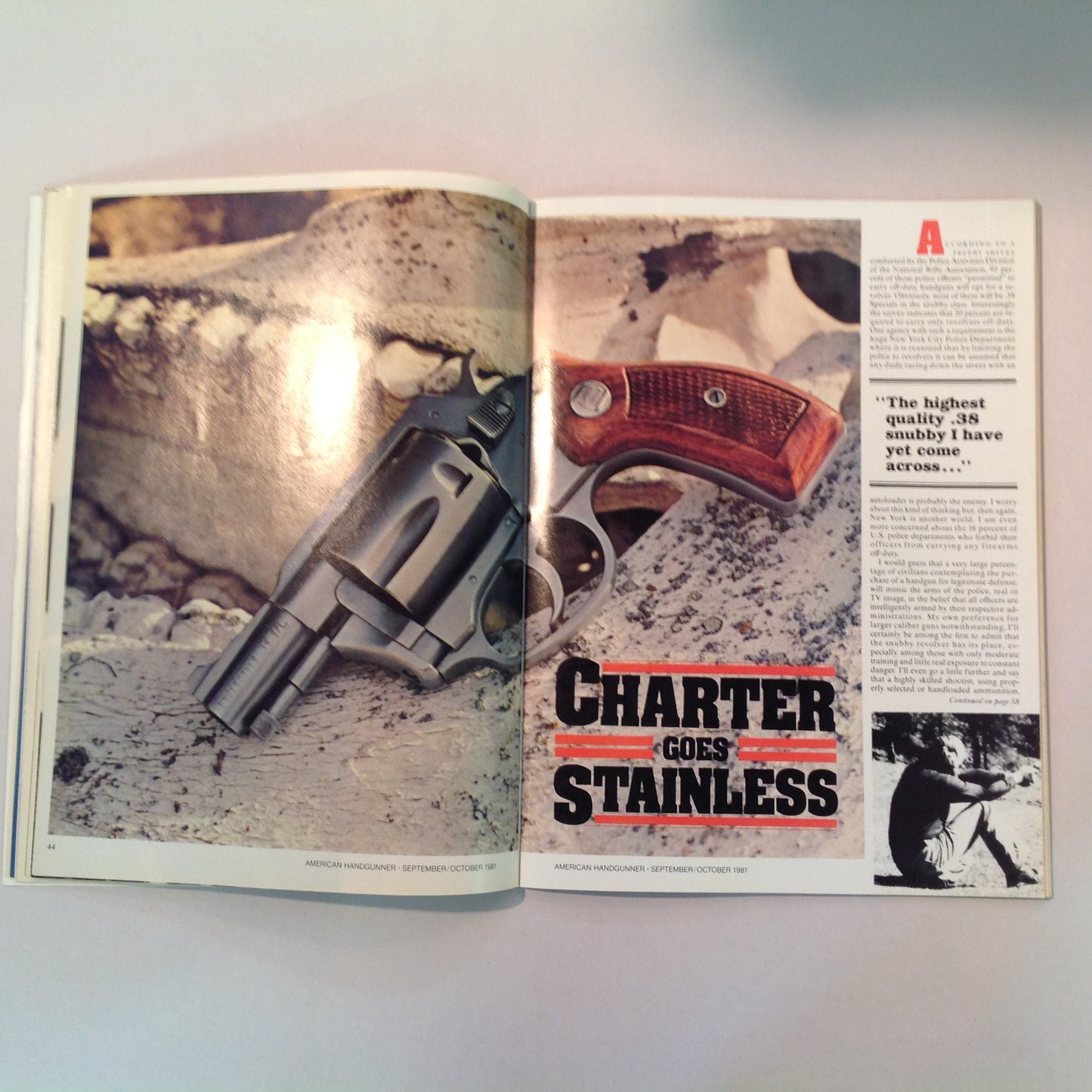 Vintage Sep/Oct 1981 American Handgunner Magazine Police Features Dan Wesson's .44 Magnum Charter's .38