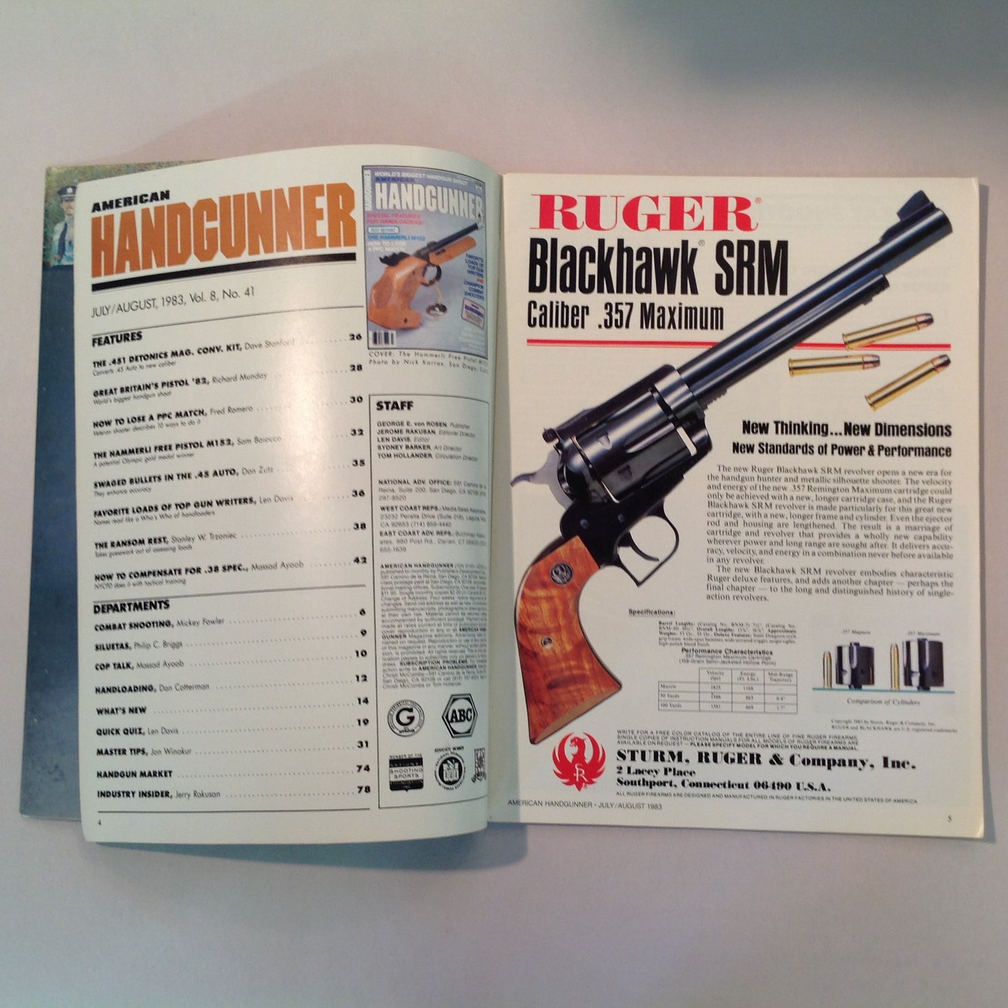 Vintage Jul/Aug 1983 American Handgunner Magazine Special Features For Handloaders Hammerli M152 World's Biggest Handgun Shoot