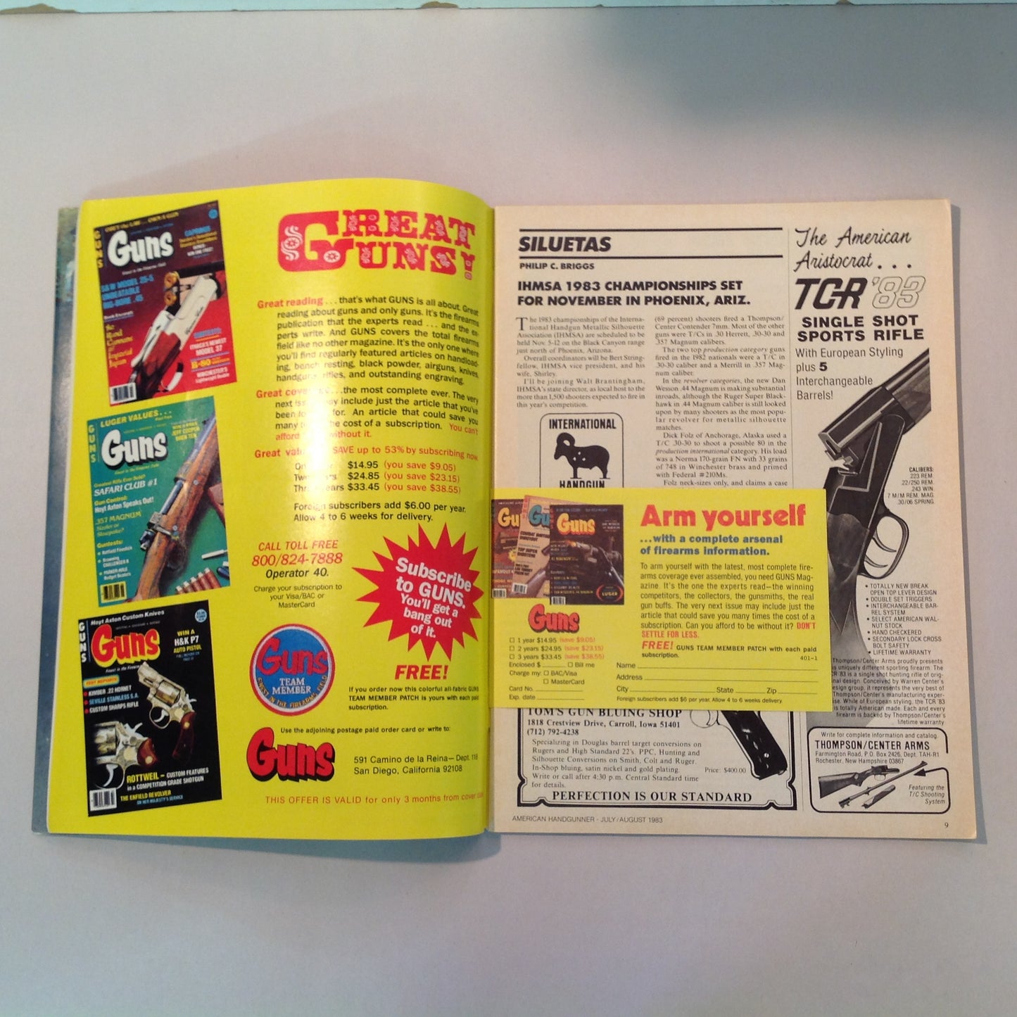 Vintage Jul/Aug 1983 American Handgunner Magazine Special Features For Handloaders Hammerli M152 World's Biggest Handgun Shoot