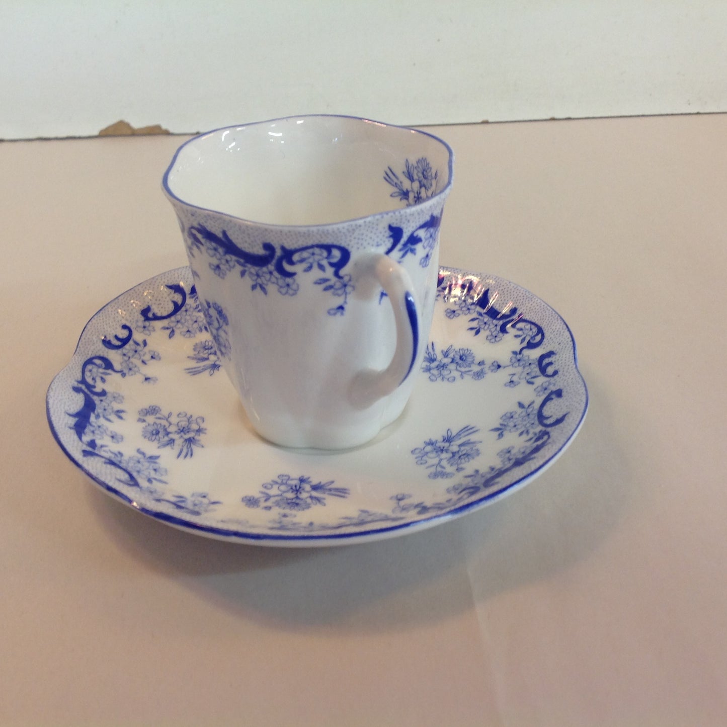 Antique Shelley Heavenly Blue 4 Piece Tea Set Cup Saucer Creamer Sugar Bowl
