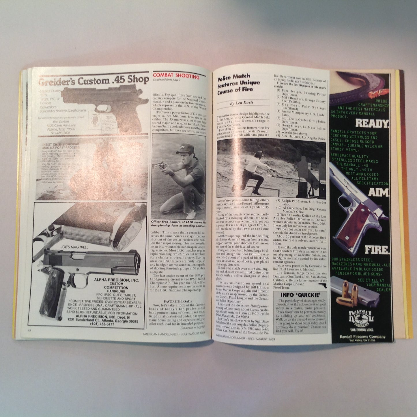 Vintage Jul/Aug 1983 American Handgunner Magazine Special Features For Handloaders Hammerli M152 World's Biggest Handgun Shoot