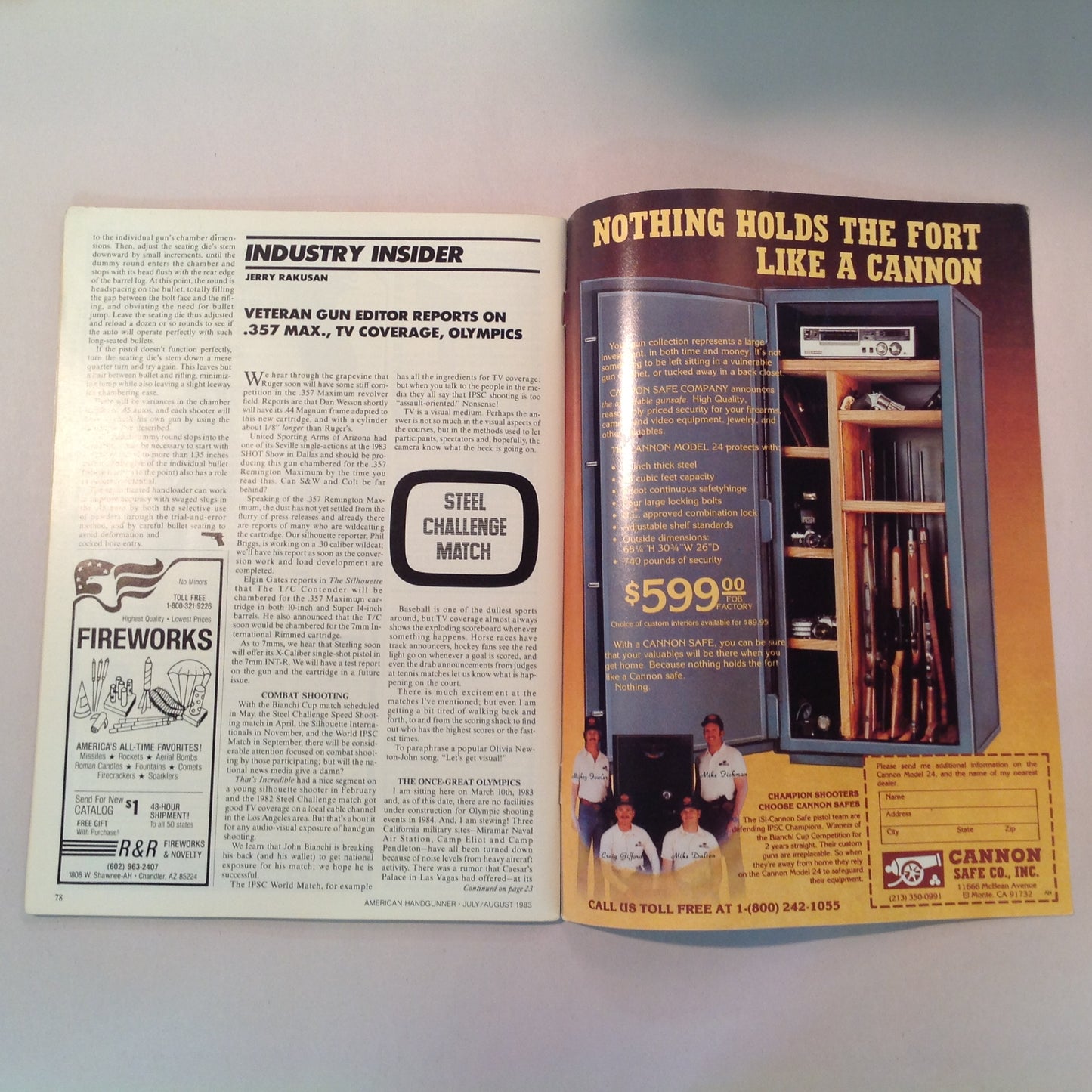 Vintage Jul/Aug 1983 American Handgunner Magazine Special Features For Handloaders Hammerli M152 World's Biggest Handgun Shoot