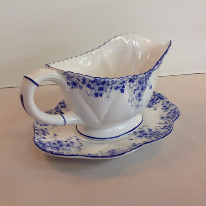 Antique Shelley Dainty Blue 2 Piece Gravy Boat and Platter