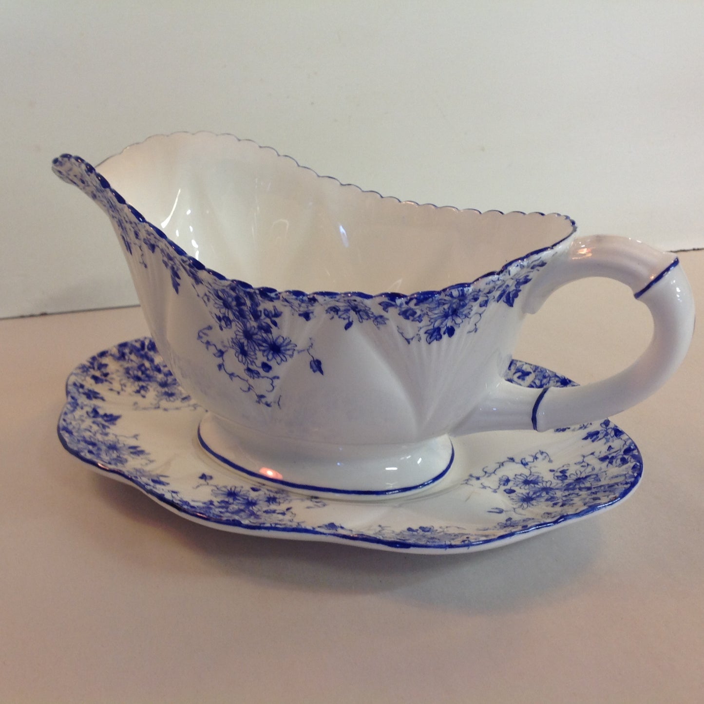 Antique Shelley Dainty Blue 2 Piece Gravy Boat and Platter