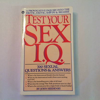 Vintage 1987 Mass Market Paperback Test Your Sex I.Q.: 700 Sexual Questions and Answers John Heidenry First Edition