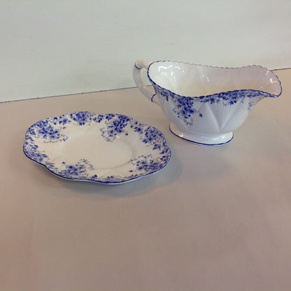 Antique Shelley Dainty Blue 2 Piece Gravy Boat and Platter