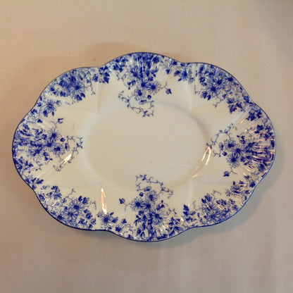 Antique Shelley Dainty Blue 2 Piece Gravy Boat and Platter