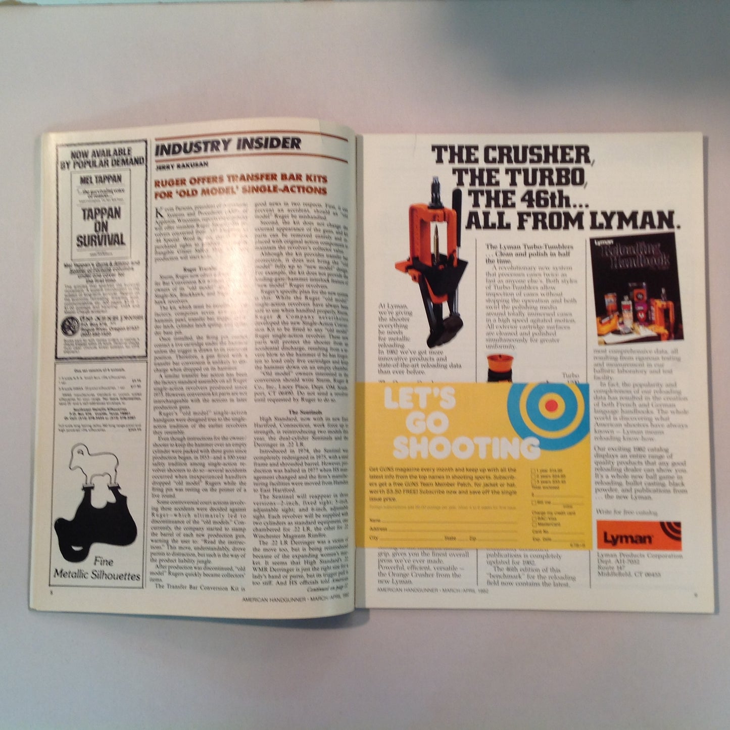 Vintage Mar/Apr 1982 American Handgunner Magazine Junkyard Dog Loads The Superbullet Hammerli 232 Let's Talk Basic Pistol