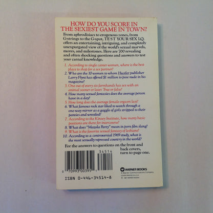 Vintage 1987 Mass Market Paperback Test Your Sex I.Q.: 700 Sexual Questions and Answers John Heidenry First Edition