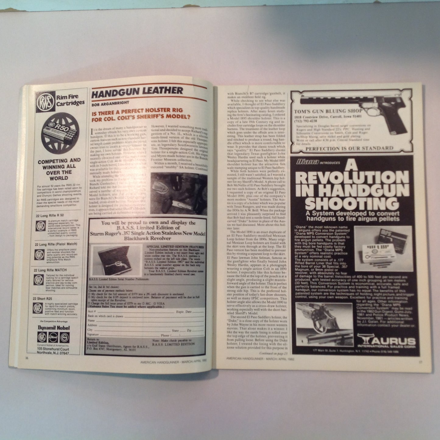 Vintage Mar/Apr 1982 American Handgunner Magazine Junkyard Dog Loads The Superbullet Hammerli 232 Let's Talk Basic Pistol