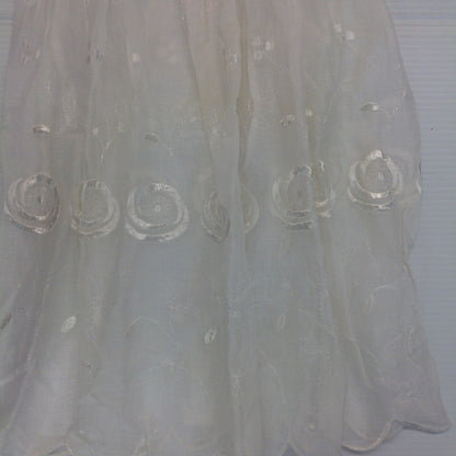 Vintage Infant Sheer White Muslin Floral Embroidered Christening Dress