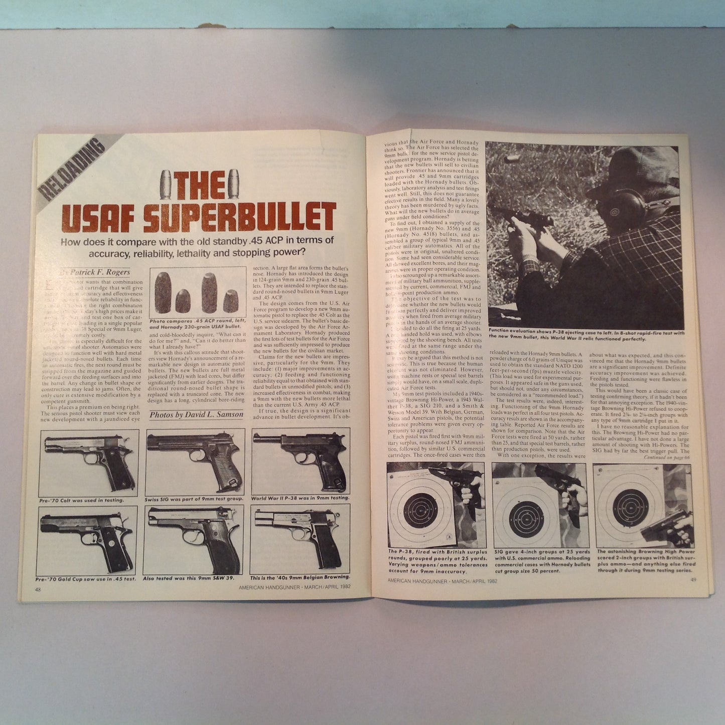 Vintage Mar/Apr 1982 American Handgunner Magazine Junkyard Dog Loads The Superbullet Hammerli 232 Let's Talk Basic Pistol