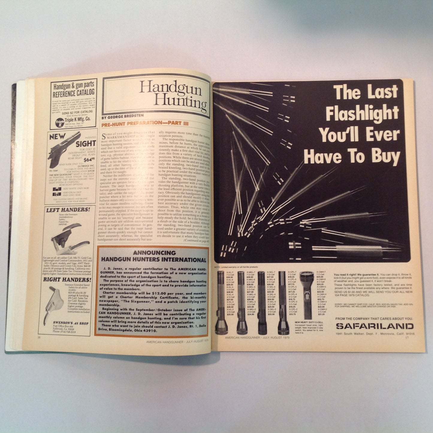 Vintage Jul/Aug 1979 The American Handgunner Magazine .357 NOT For Big Game Bianchi's Blue Steel and Gun Leather Test Reports