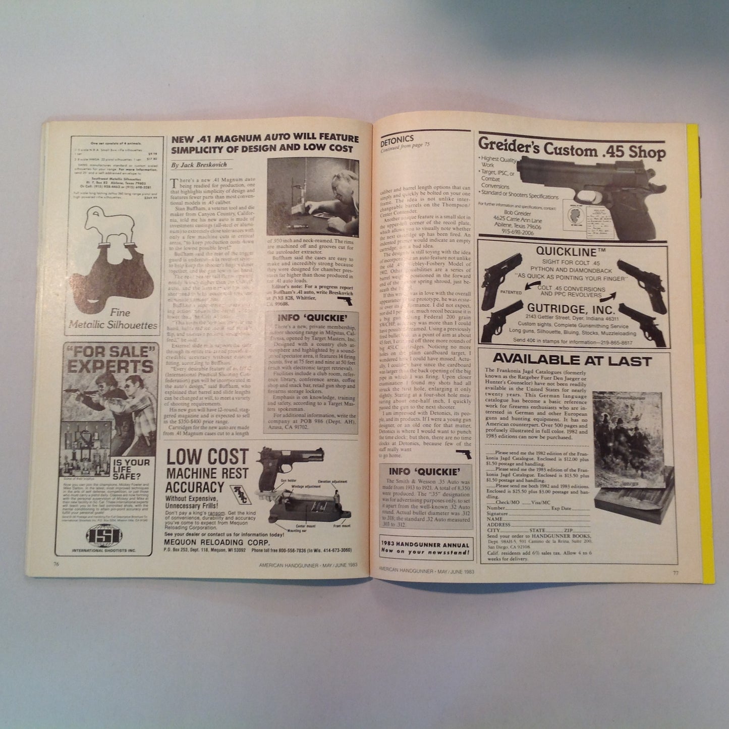 Vintage May/Jun 1983 American Handgunner Magazine Service Pistol Controversy PPC Revolvers Coonan .357 Auto Pistol Dump the .38 Special?