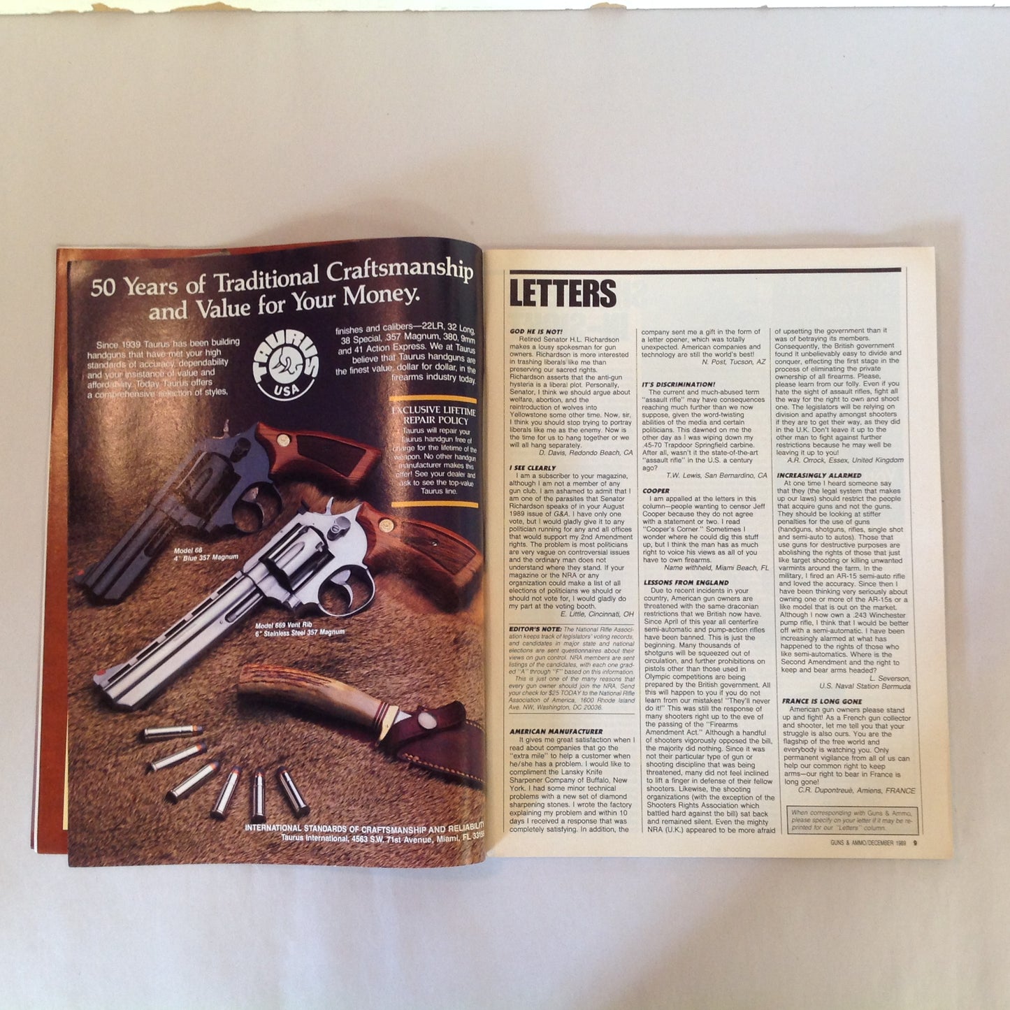 Vintage Dec 1989 Guns & Ammo Magazine Colt's Double-Action .45