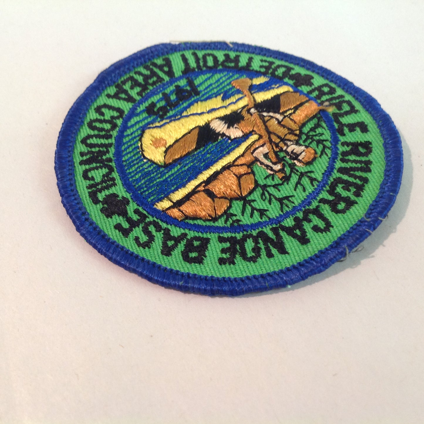 Vintage 1975 BSA Boy Scouts America Patch Rifle River Canoe Base Detroit Area Council