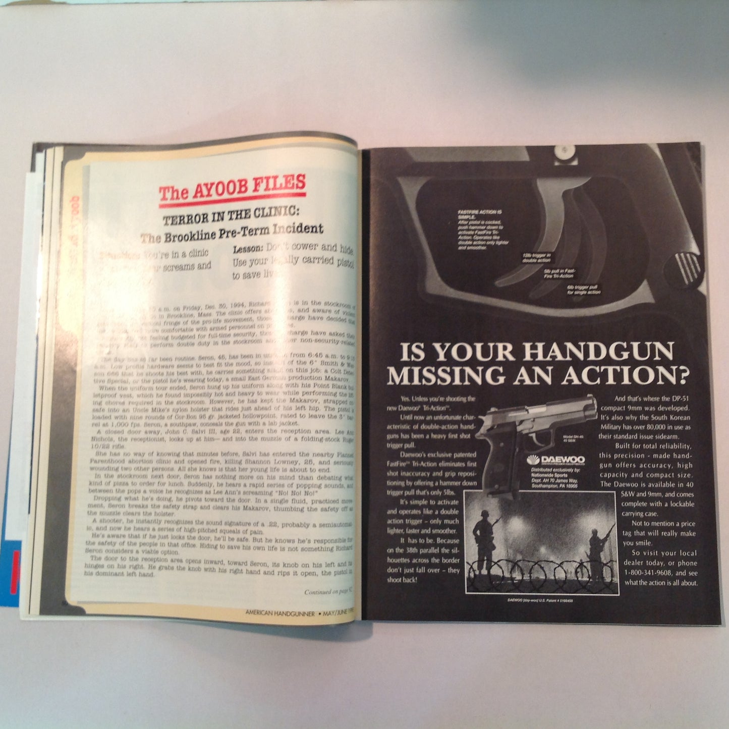 Vintage May/Jun 1995 American Handgunner Magazine Exclusive New FBI .45 World's Greatest Gun Show Torture Testing S&W Sigma