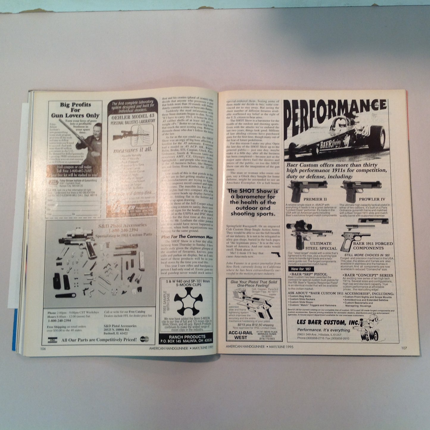 Vintage May/Jun 1995 American Handgunner Magazine Exclusive New FBI .45 World's Greatest Gun Show Torture Testing S&W Sigma
