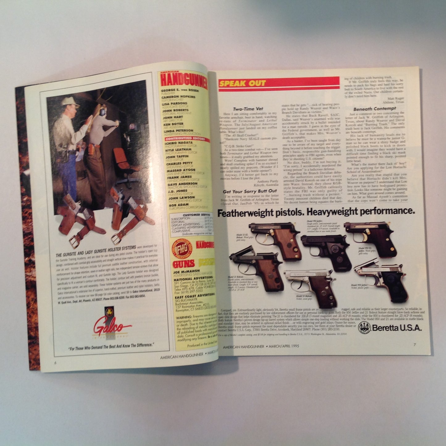 Vintage Mar/Apr 1995 American Handgunner Magazine Self-Defense .45 IPSC Nationals Guns of Tombstone Handgun Hunting Down Under
