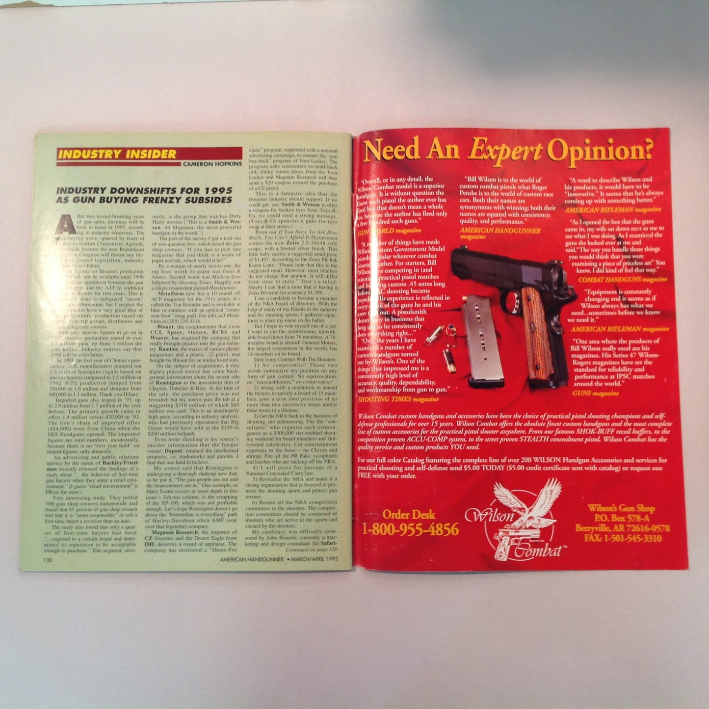 Vintage Mar/Apr 1995 American Handgunner Magazine Self-Defense .45 IPSC Nationals Guns of Tombstone Handgun Hunting Down Under