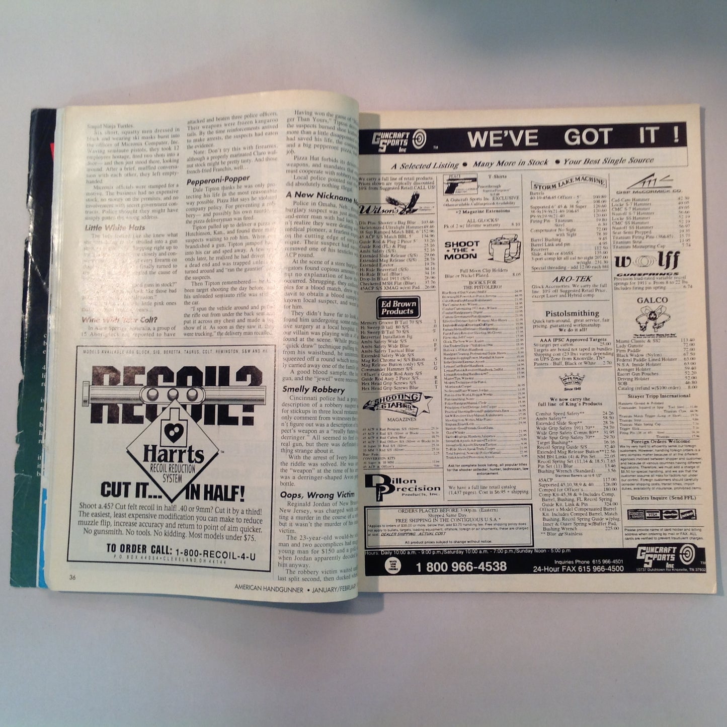 Vintage Jan/Feb 1995 American Handgunner Magazine Laser Fire Custom Ruger AYOOB Gunfight Survival The Medusa Gun Tactical Taurus