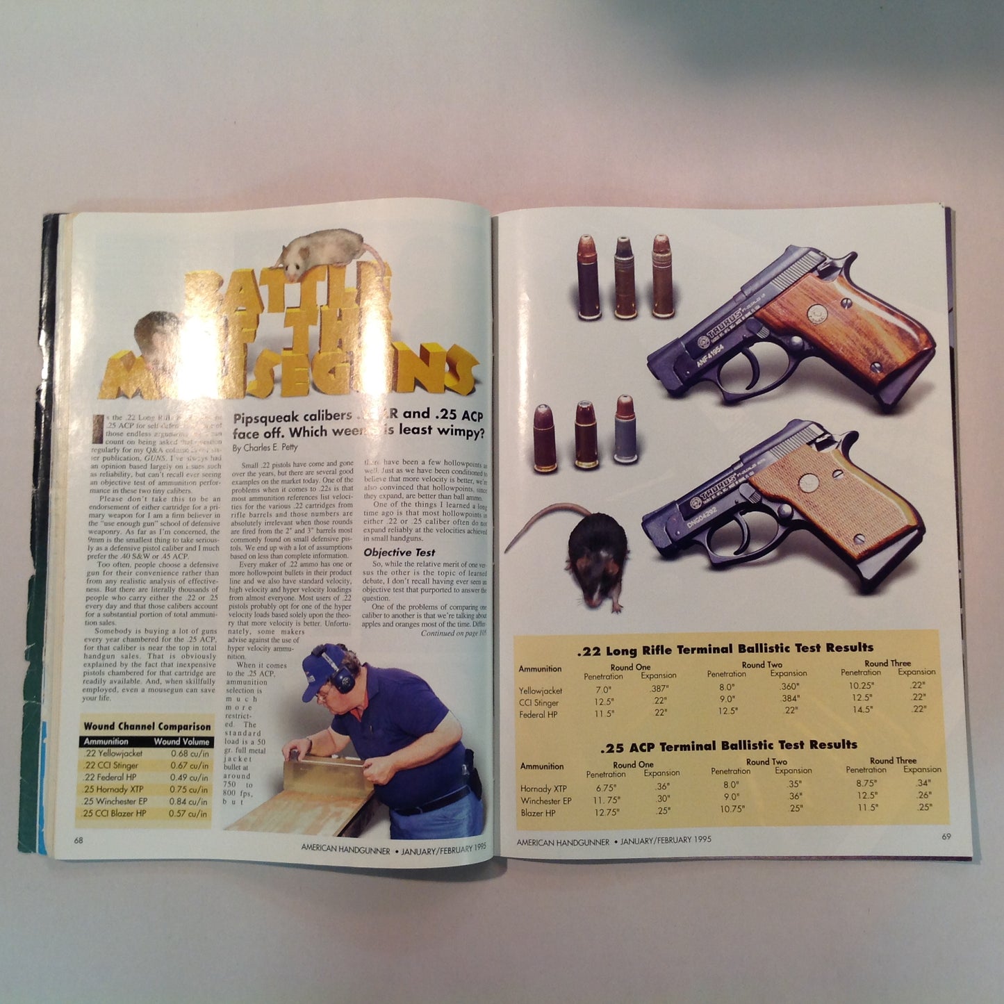 Vintage Jan/Feb 1995 American Handgunner Magazine Laser Fire Custom Ruger AYOOB Gunfight Survival The Medusa Gun Tactical Taurus