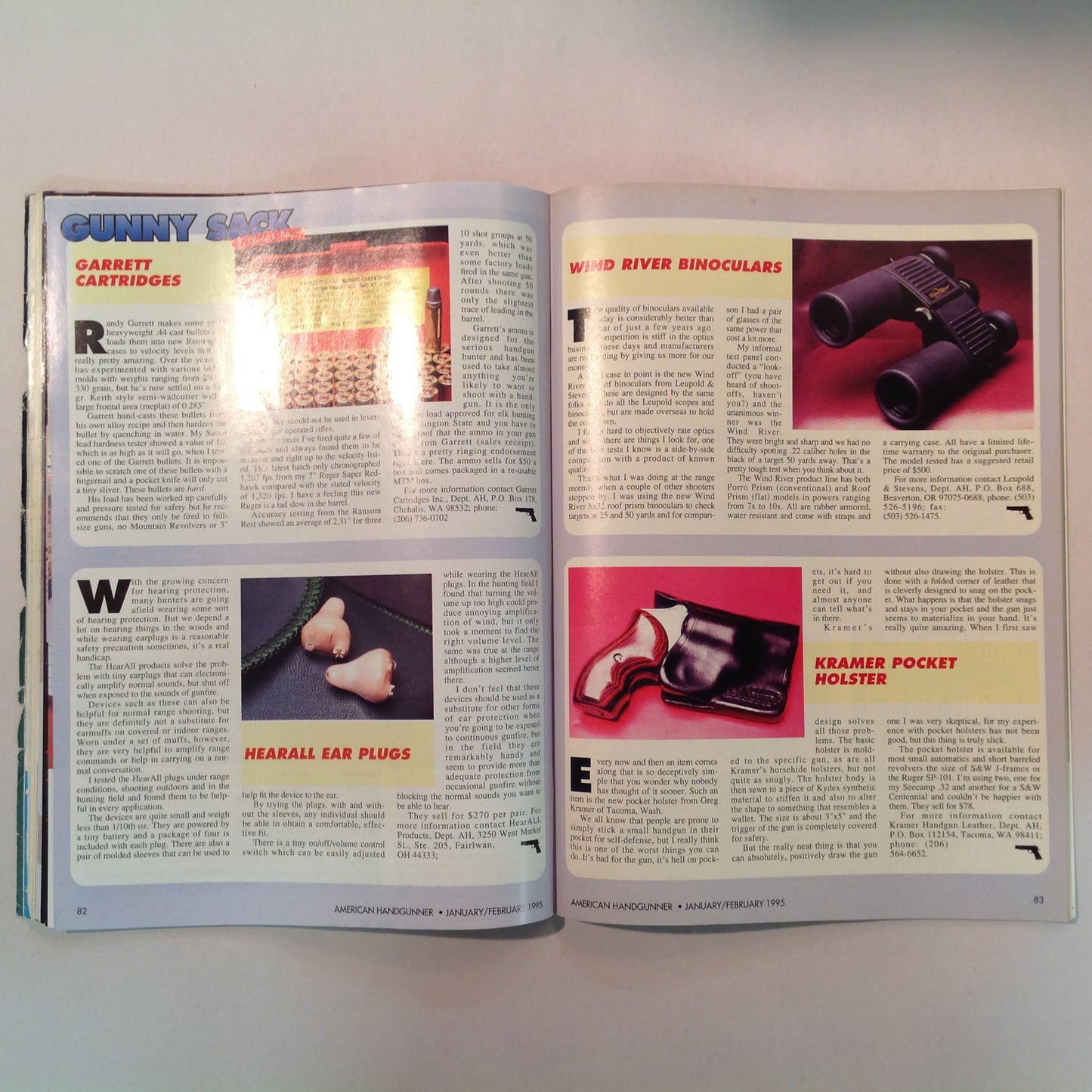 Vintage Jan/Feb 1995 American Handgunner Magazine Laser Fire Custom Ruger AYOOB Gunfight Survival The Medusa Gun Tactical Taurus