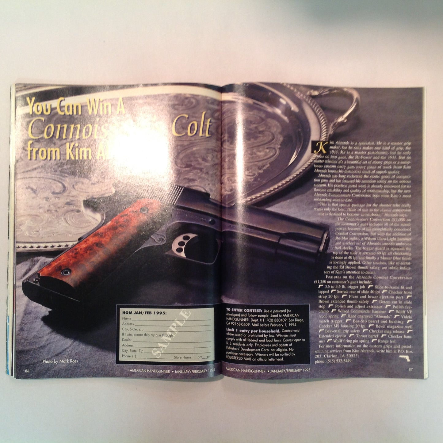 Vintage Jan/Feb 1995 American Handgunner Magazine Laser Fire Custom Ruger AYOOB Gunfight Survival The Medusa Gun Tactical Taurus